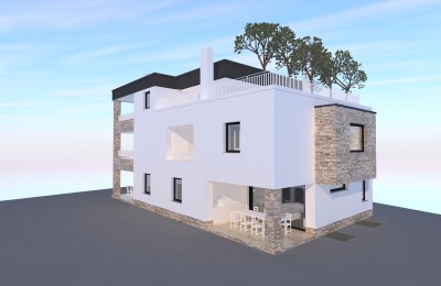 Two-story apartment under construction, in the vicinity of Novigrad with a view of the sea
