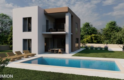 Small modern villa with pool in Kaštelir with sea view - under construction